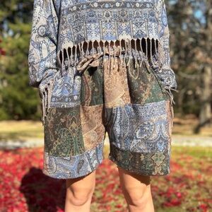 Kamaru Patchwork Paisley Shorts | Boho Festival | Drawstring Elastic Waist 🔥